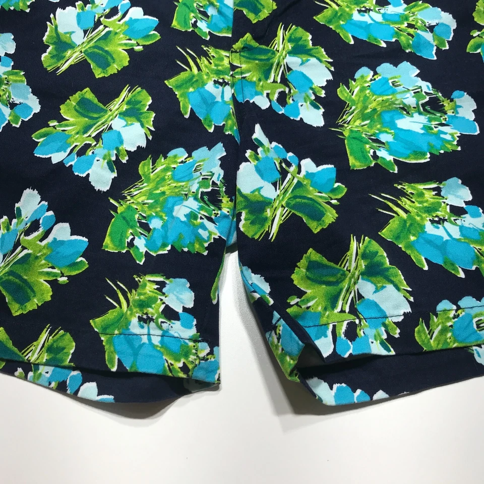 Pantalones Cortos Merona Para Mujer Talla 12 Azul Floral Frente Plano Tiro Medio Midi Sarga Informales Foto 4 de 4