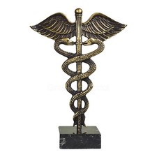 Caduceo Símbolo de Dios Hermes Mercurio Real Bronce Metal Arte Escultura Hecha a Mano