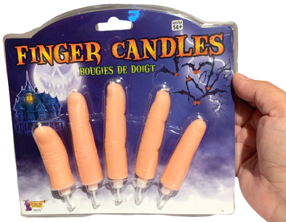 5 FINGER CANDLES Funny Joke Happy Birthday Set Prank Gag Cake Middle Hand Wax