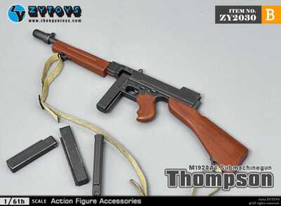 陸軍部隊 M1A1 トンプソンライフル フィギュア 8インチ 1/6 M1928A1 Thompson Submachine Tommy Gun Model for 12