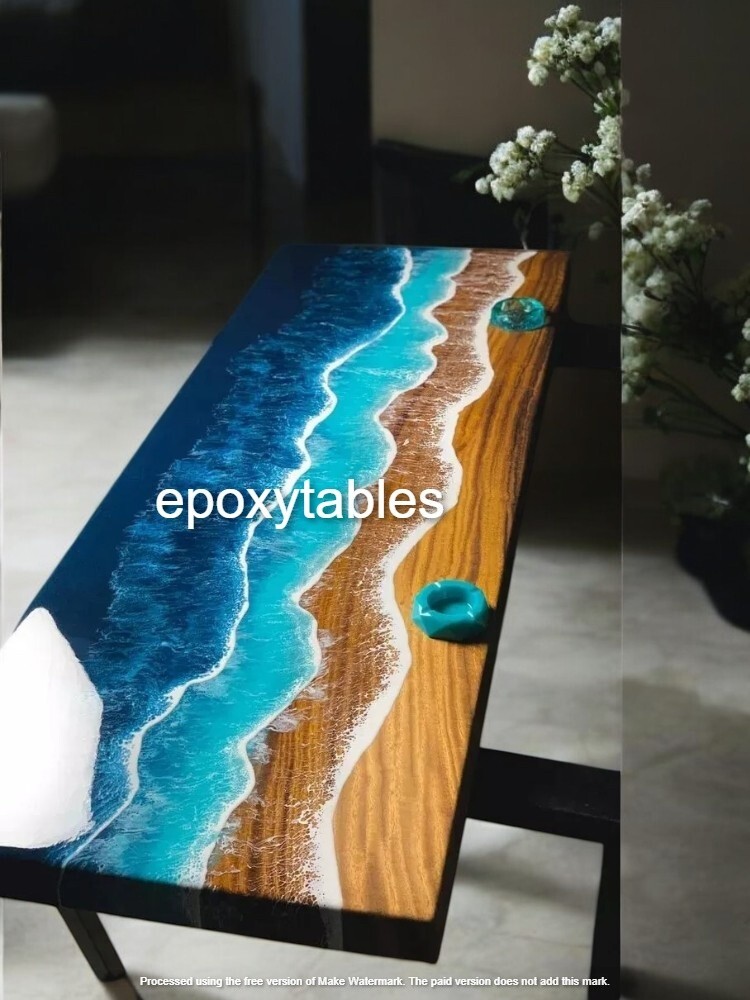 36 Inch Epoxy Wood Coffee Table Top Handmade Unique Home Furniture Hallway Decor-image