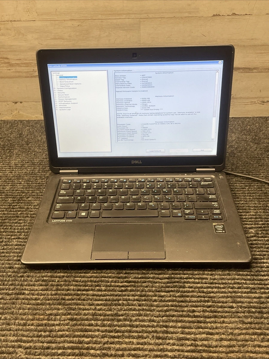 VIXO DELL LATITUDE E7250 I5-5TH GENERATION CPU LA-A971P LAPTOP