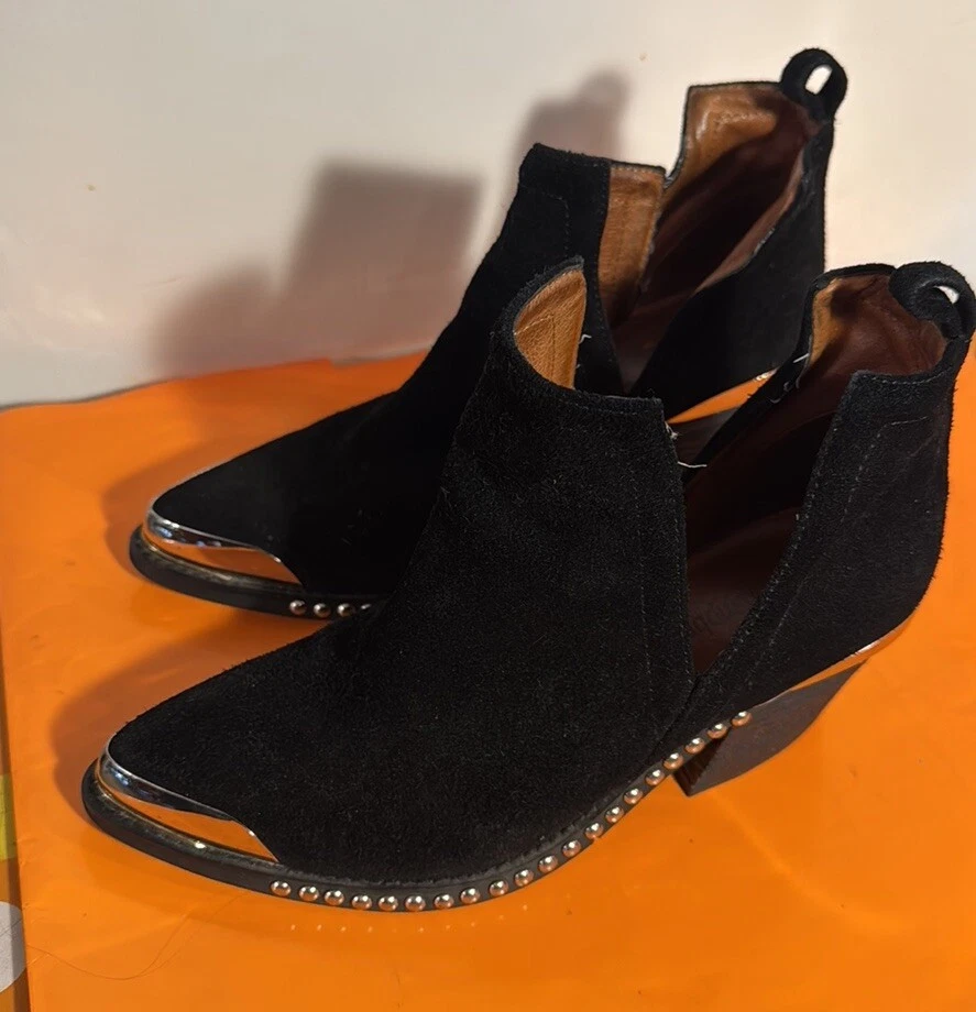 Jeffrey Campbell Botines de Gamuza Borde Plateado 3” Tacones Usados en Excelente Condición Damas 6 Originales $329 Foto 2 de 4
