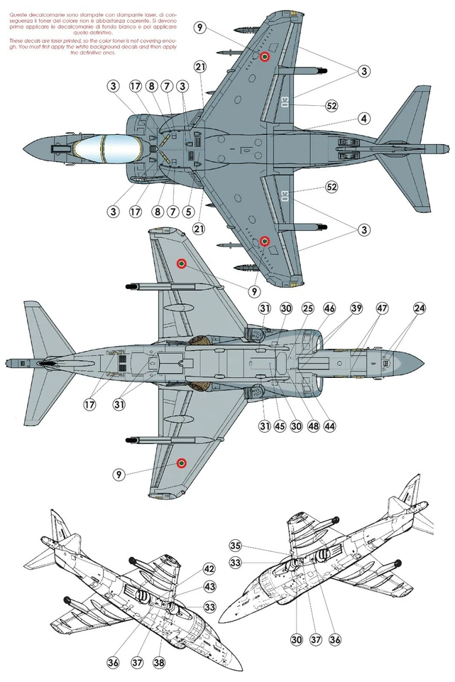 TAURO MODEL TM48/544 AV-8B/TAV-8B MARINA MILITARE ITALIANA, INSEGNE/CODICI 1:48 - Immagine 3 di 4