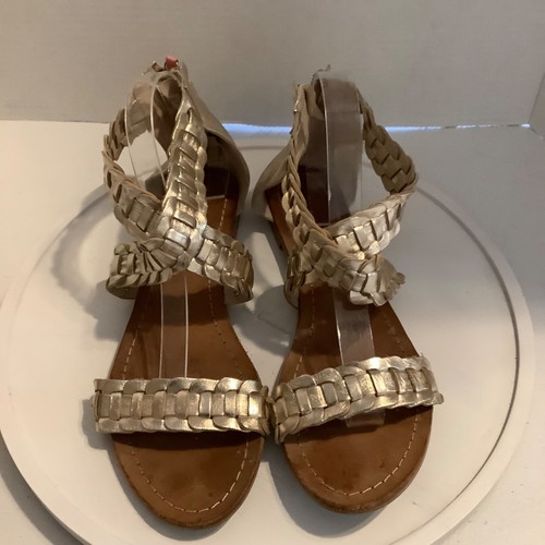 Scarpe sandali Boden pelle gladiatore tessuto alla caviglia oro metallizzato 40,5/9,5 - Foto 5 di 10