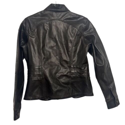 No Boundaries Black Faux Leather Moto Jacket Button Front Size Large - Picture 6 of 6