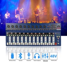 14CH Stage Audio Mixing Console Professional Amplifier Bluetooth MP3 USB Mixer 