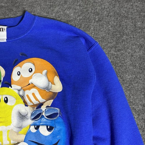 Vintage 90s M&M Crewneck Sweatshirt Youth Large L Blue Pullover Cool Candy Promo - Picture 9 of 16