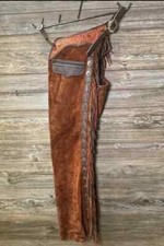Men's Western Cowboy Chaps Handmade Floral Tooled Leather Pants Riding Chaps