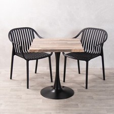 OUTDOOR CAFE TABLE SET WOODEN ISOTOP TULIP BASE TABLE & 2 OUTDOOR CHAIRS