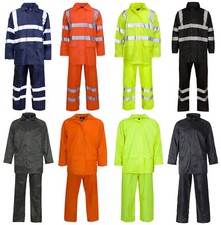 Mens Long Sleeves Reflective Tape Safety Suit Adults Hi Vis Work Wear Dress