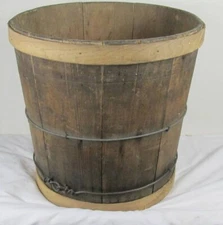 Antique Wood Firkin Primitive Sugar Bucket  No Lid or Handle large size