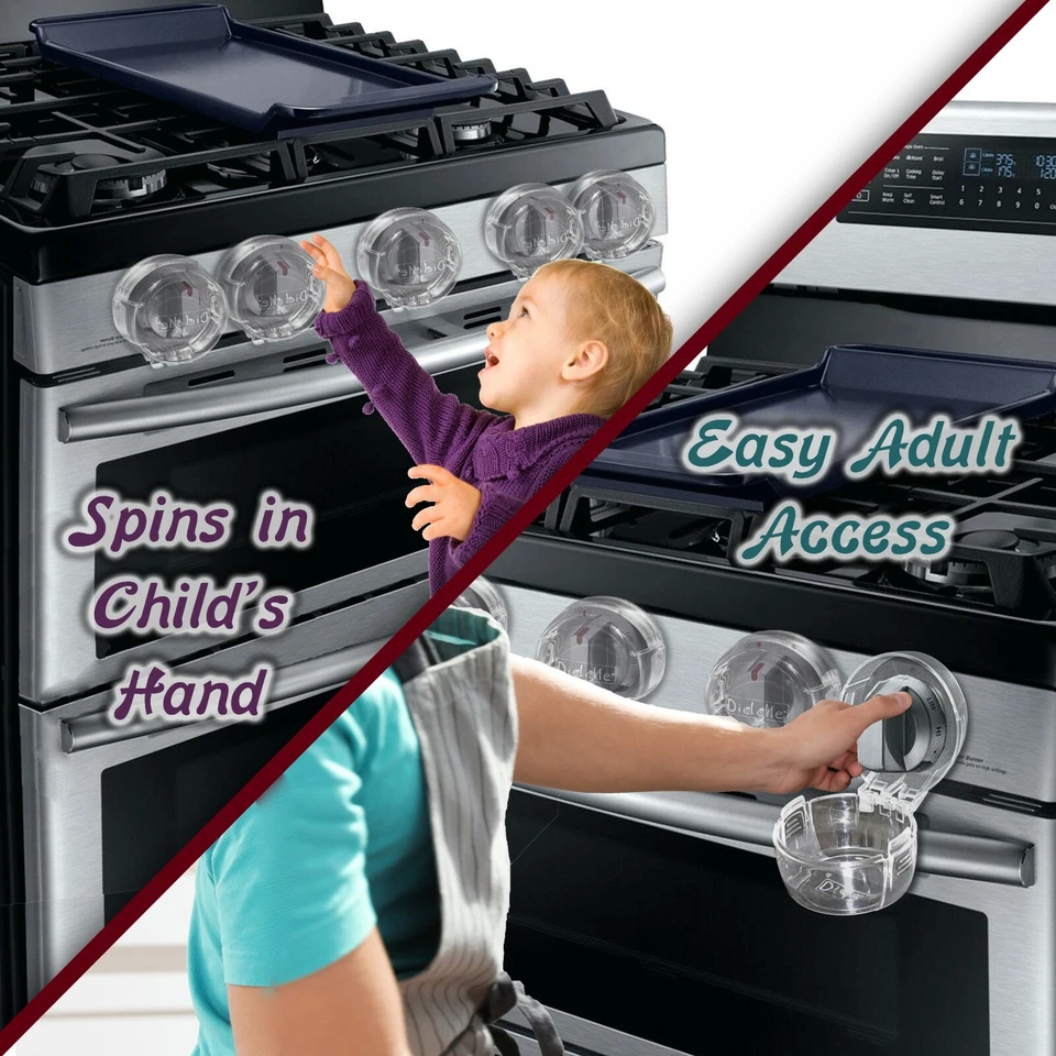 5 Pack Clear Stove Knob Safety Covers - Child Proof Lock for Kids Toddlers Baby - Image 4 of 4