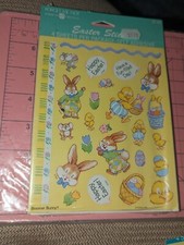 VINTAGE AMERICAN GREETINGS STICKERS BLOOMER BUNNY EASTER 4 Sheets New In Pack