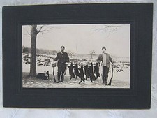 Vintage Cabinet Card Photo-2 Hunters with Dog & Beaver Game-Fitchburg Mass