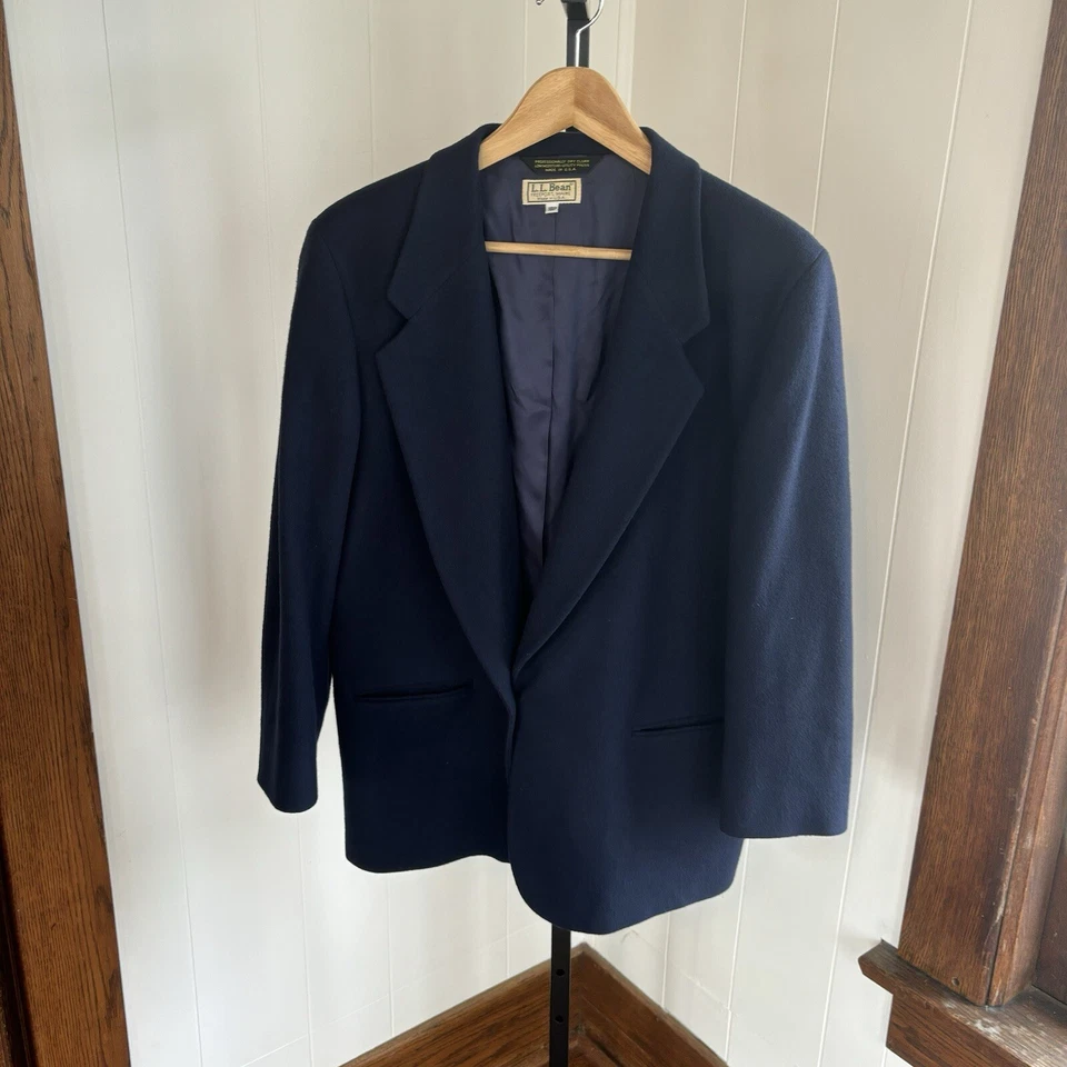 Chaqueta Blazer De Colección LL Bean Azul Lana Cachemira Clásica 1 Botón Hecha en EE. UU. Mujeres 18P Foto 2 de 4