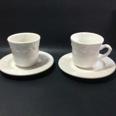 2x Vintage Quadrifoglio Franco Giorgi Teetasse & Untertasse Set Weiß
