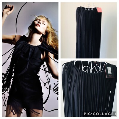 Kate Moss For Topshop Uk 10/38/6 Black Mini Fringed Tasseled Dress BNWT😍  UK
