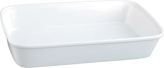 HIC Oblong Rectangular Baking Dish Roasting Lasagna Pan White Porcelain 9 x 13