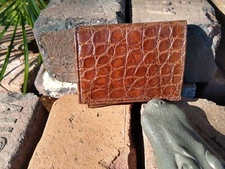 Wild Alligator Tri fold Short Wallet gator swamp skin leather hide Brn FB33