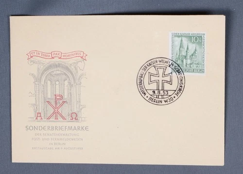 MayfairStamps Germany FDC 1953 Kaiser Wilhelm Church 10+5 First Day Cover aaw_72