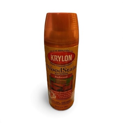 Krylon Wood Stain REDWOOD Exterior Semi-Transparent Repellent Spray Paint NEW