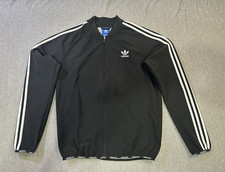 adidas Originals Men's Black/White Full-Zip Track Jacket Pockets size L