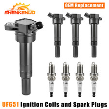 Ignition Coil Pack and Iridium Spark Plug Set of 4 For 2012-2019 Kia Soul L4