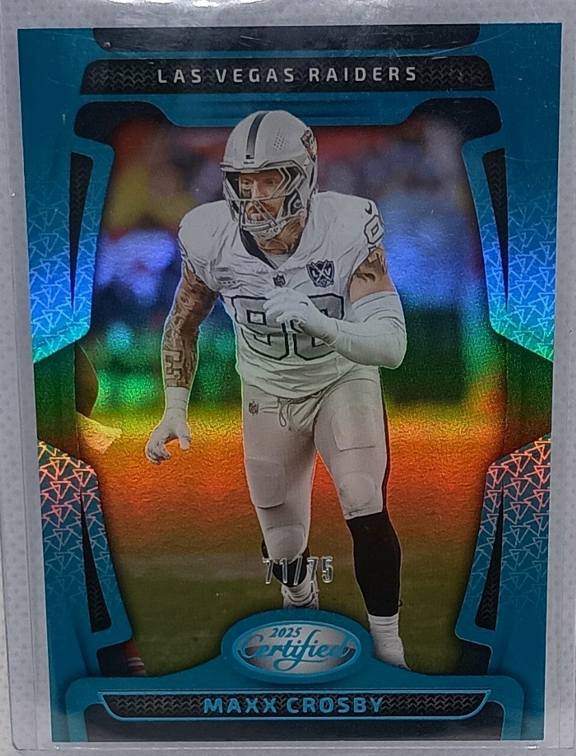 Panini 2025 Certified Maxx Crosby #54 Mirror Teal /75 Las Vegas Raiders