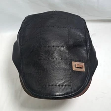 ZLEEVO/JAMONT Mens Adult One-Size Adjustable Retro Black PU Leather Flat Cap Hat