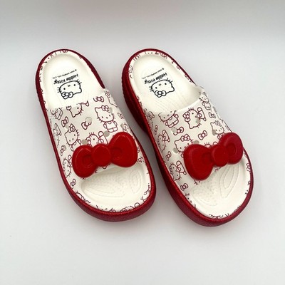 Crocs Hello Kitty Stomp Slide Platform Red Glitter (Women's Size 6