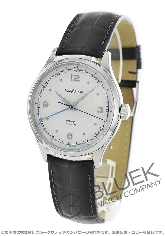 Montblanc Heritage GMT cuero para hombre 119948 40 mm esfera blanca redonda 70 g sin usar Foto 2 de 4