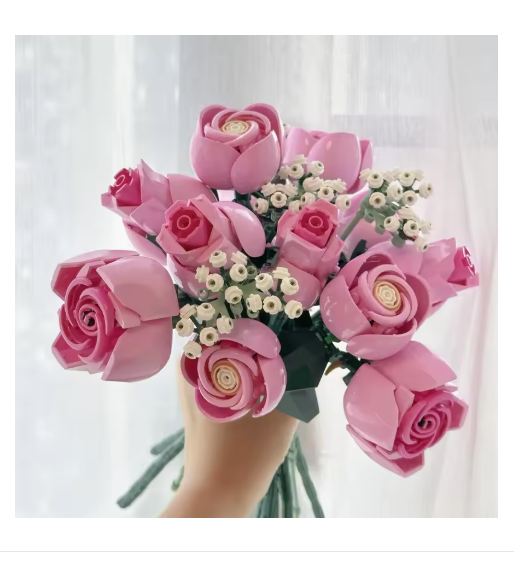 MINISO Pink Rose Bouquet 10374 Building Blocks 789pcs Toy Gift