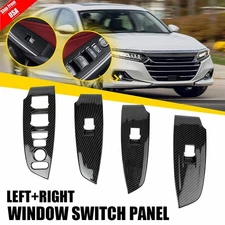 Carbon Fiber Look Inner Window Switch Panel Cover Trim For Honda Accord 2018-22