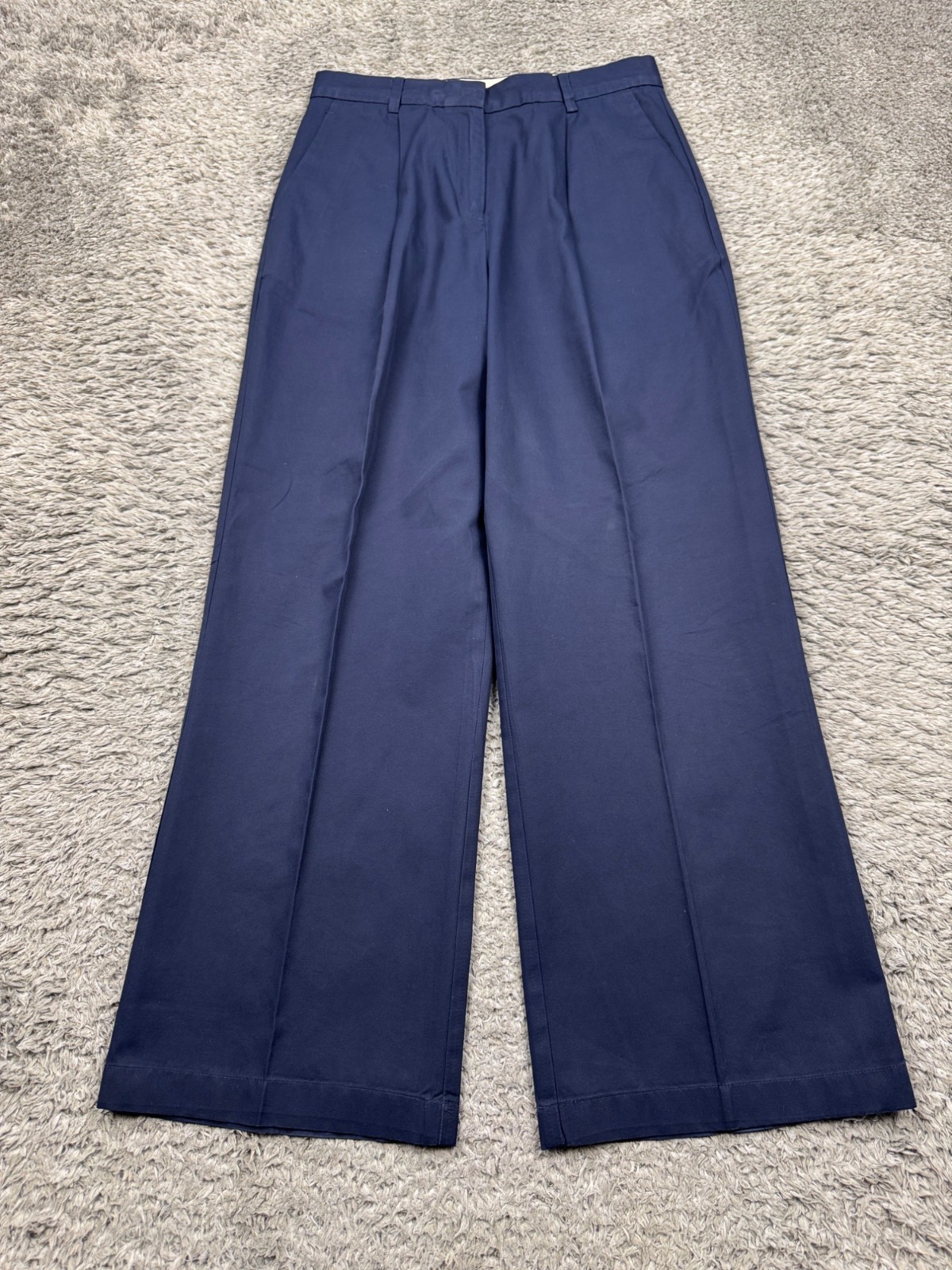 Brooks Brothers Pants Women 8 Navy Blue Pleated High Rise Wide Leg Trousers