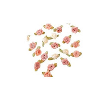 100 Pcs 15Mm Multicoloured Mini Rose Flowers Satin Ribbon Bows Appliques DIY Sew