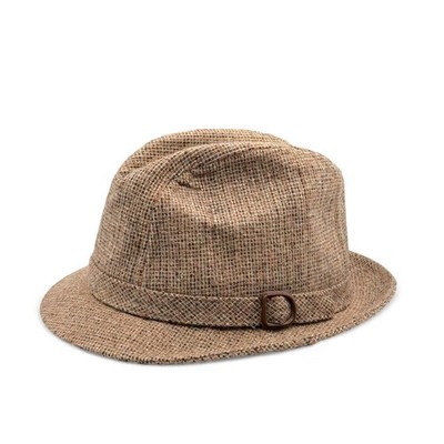 Vintage Tweed Fedora Hat Stevens Mens Brown Wool 6 7/8 S/M 50s 60s MadMen MCM