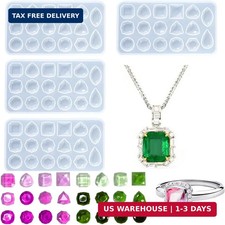 4PCS Gemstone Silicone Resin Molds Jewelry Casting Molds Earrings Pendants DIY