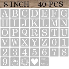 ASMPIO 8 Inch Letter Stencils Numbers Craft Stencils, 40 Pcs Reusable 8
