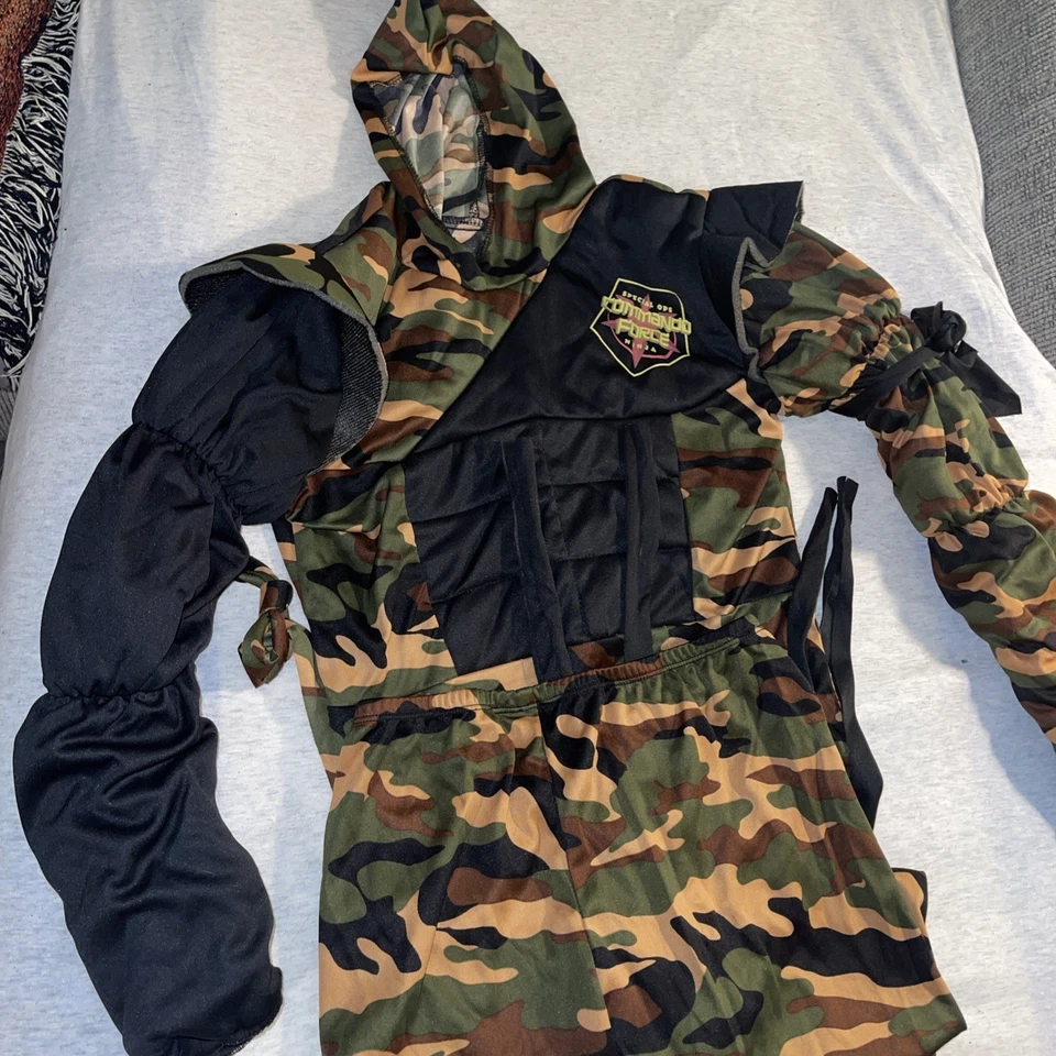 Operaciones Especiales Guerrero Ninja Militar Camuflaje Elegante Disfraz Halloween Niño Foto 4 de 4