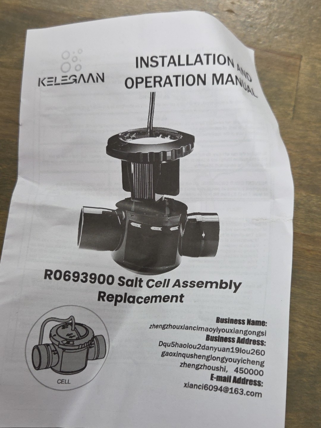 R0693900 Salt Cell Assembly for Zodiac Jandy Pro Series TRUCLEAR11K TRUCLEAR11KU