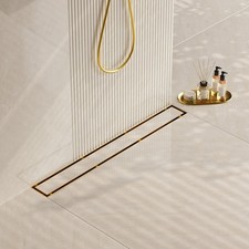 Neodrain 48-Inch Gold Linear Shower Drain, 2-in-1 Flat Tile Insert Cover