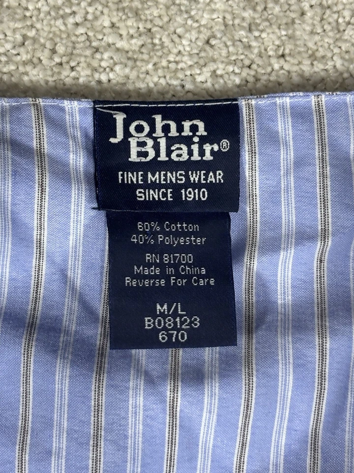 John Blair Camisón Vestido Camisa para Dormir Rayas Azul Blanco Para Hombre Mediano Grande M/L Foto 2 de 4