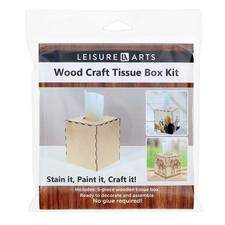 Leisure Arts Wood Tissue Box Square 5.68"X5"X5", Craft Kit, Unfinished Wood Box