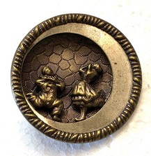 Large Antique Brass  Metal  Picture Button--38.5mm