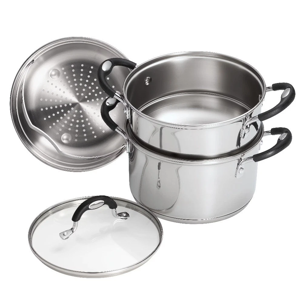 Stainless Steel 3 Quart Steamer & Double-Boiler, 4 Piece Set