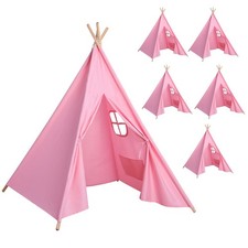 Wilwolfer 6 Pack Teepee Tent for Kids, Foldable Indoor Play Sleepover Tent with