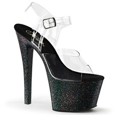Pleaser Glitter Platform Stiletto Ankle Strap Sandals Sky 308Mg High Heels