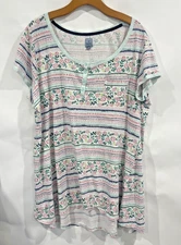 Jane And Bleecker Large Nightgown Sleep Shirt Short Sleeves Floral Breathable