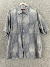 Tori Richard Shirt Mens Large Blue Geometric Cotton Lawn Button Hawaii Aloha USA